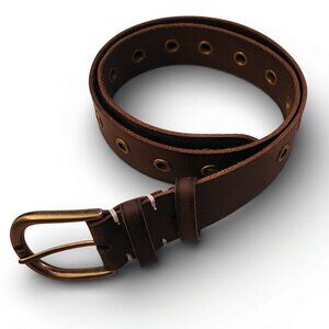 Frye Brown Leather Grommet Belt Sz Small 36"
